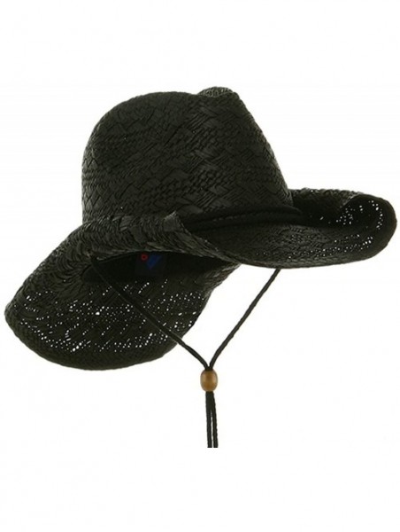 Cowboy Hats Ladies Straw Toyo Cowboy Hat (Black) - CJ111GHWZPB $23.72