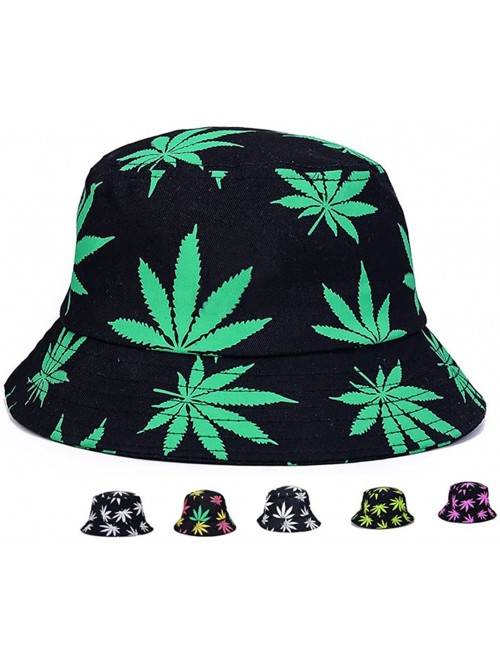 Bucket Hats Weed Bucket Hat Marijuana Unisex - Sun UV Cannabis Leaf Hats Foldable - Green - CG18G4Y608D $11.18