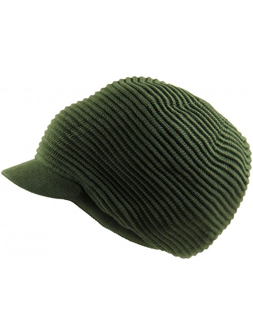 Skullies & Beanies Rasta 100% Cotton Knitted Slouchy Beanie XL - Olive/Brim - CB18WO59HUM $17.05