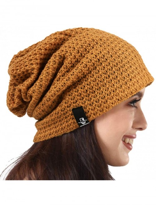 Skullies & Beanies Women's Knit Slouchy Beanie Baggy Skull Cap Turban Winter Summer Beret Hat - Solid Ginger - C418UDTY3HU $1...