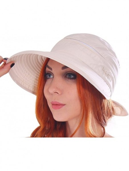 Bucket Hats Visor Hats Wide Brim Cap UV Protection Summer Sun Baseball Beach Hat - Beige - CU18CELH0SN $17.16