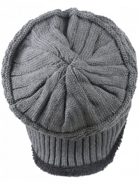 Skullies & Beanies Slouchy Beanie Winter Hats for Men Windproof Scarf Warm Snow Knit Skull Cap - Grey - CK12O66NISR $13.52