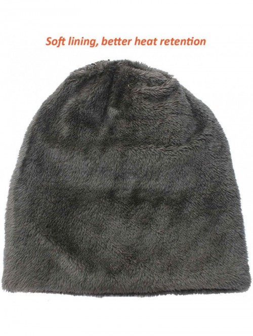 Skullies & Beanies Slouchy Beanie Winter Hats for Men Windproof Scarf Warm Snow Knit Skull Cap - Grey - CK12O66NISR $13.52