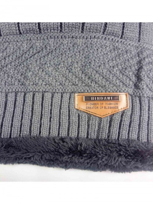 Skullies & Beanies Slouchy Beanie Winter Hats for Men Windproof Scarf Warm Snow Knit Skull Cap - Grey - CK12O66NISR $13.52