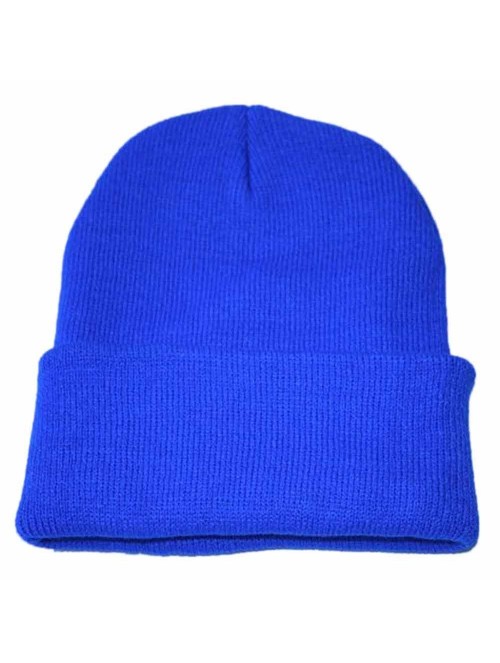 Skullies & Beanies Men's 1-Pack Knit Hat-Unisex Slouchy Knitting Beanie Hip Hop Cap Warm Winter Ski Hat-sunsee - Blue - C018M...