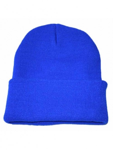 Skullies & Beanies Men's 1-Pack Knit Hat-Unisex Slouchy Knitting Beanie Hip Hop Cap Warm Winter Ski Hat-sunsee - Blue - C018M...