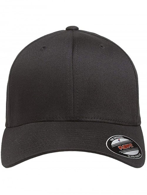 Baseball Caps Unisex Wooly Combed Twill Cap - 6277 - Black - CZ18MC0MWHY $14.44