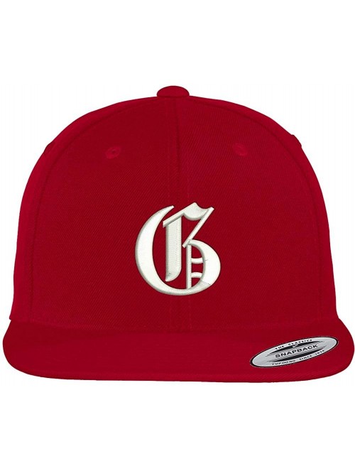 Baseball Caps Old English G Embroidered Flat Bill Snapback Cap - Red - CZ12F1DYFNP $19.05