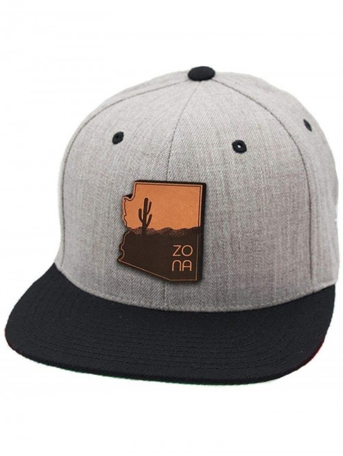 Baseball Caps Arizona 'The Zona' Leather Patch Snapback hat- Heather Grey/Black/OSFA - C618IGRI6E2 $30.11