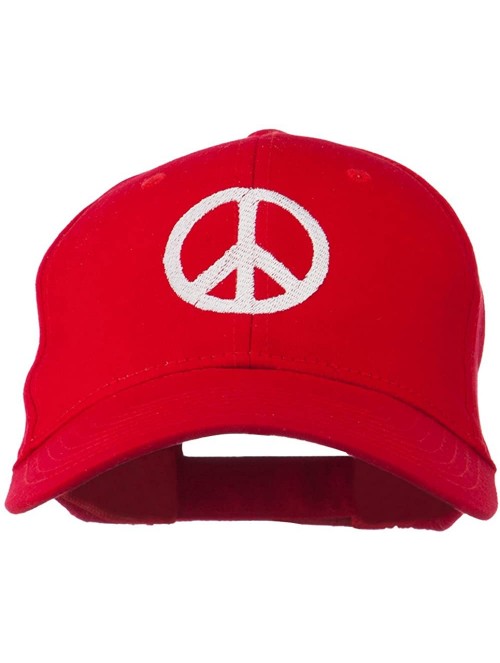 Baseball Caps Peace Symbol Embroidered Cotton Twill Cap - Red - CP11RNPMQSB $23.86