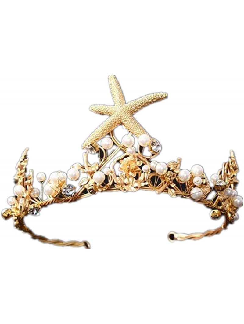 Headbands Mermaid Starfish Headband Hair Band Wedding Bridal Crown Tiara Jewelry(A1715) - CM1886E58LI $55.17