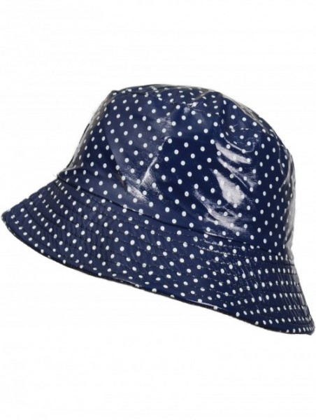 Rain Hats Waterproof Vinyl Bucket Rain Hat - 03-polka Dot - Blue - CG11UYFMDI5 $24.47