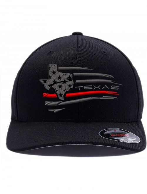 Baseball Caps California - Texas - Florida Thin Red Line USA Flag with State map Embroidered Black Flexfit Cap - Black (Tx) -...