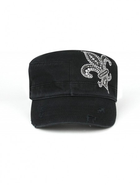 Baseball Caps Women's Rhinestone Washed Army Cap Black - CM11B3A7TQP $17.23