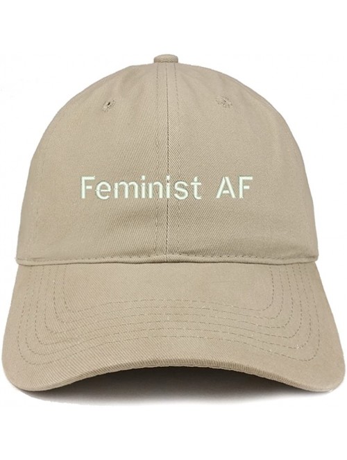 Baseball Caps Feminist AF Embroidered Soft Low Profile Adjustable Cotton Cap - Khaki - CR18CSDEWMD $22.58