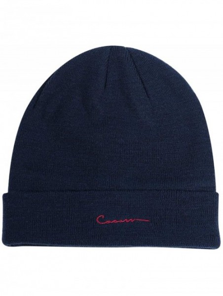 Skullies & Beanies Men Beanie Hat Winter Knit Hat Warm Polo Beanie Women Ski Caps Unisex Winter Hats - Navy - C718TZKQSKU $15.55