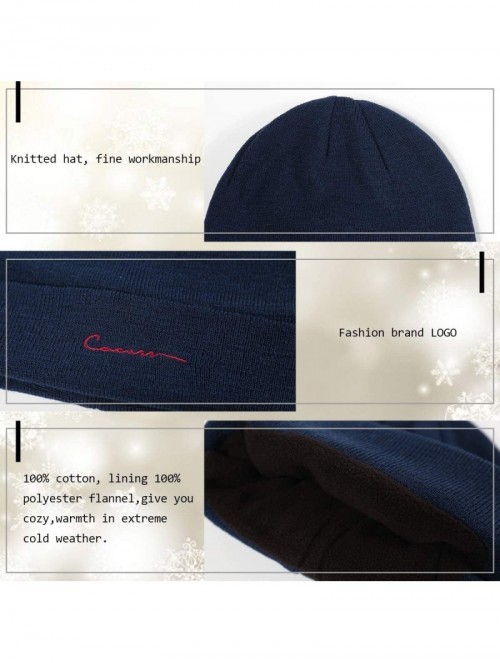 Skullies & Beanies Men Beanie Hat Winter Knit Hat Warm Polo Beanie Women Ski Caps Unisex Winter Hats - Navy - C718TZKQSKU $15.55