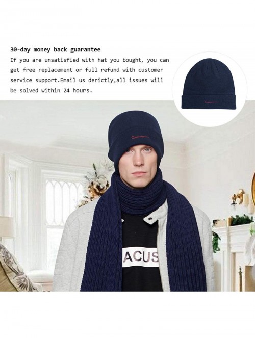 Skullies & Beanies Men Beanie Hat Winter Knit Hat Warm Polo Beanie Women Ski Caps Unisex Winter Hats - Navy - C718TZKQSKU $15.55