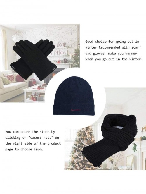 Skullies & Beanies Men Beanie Hat Winter Knit Hat Warm Polo Beanie Women Ski Caps Unisex Winter Hats - Navy - C718TZKQSKU $15.55