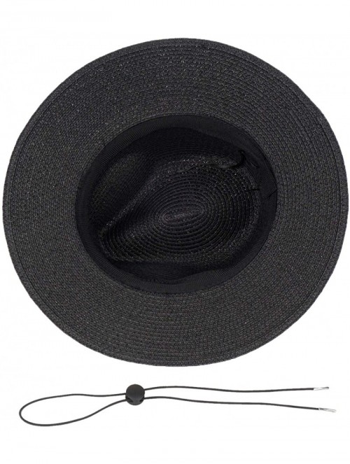 Sun Hats Womens Foldable Summer Straw Hat Beach Cap Fedora Sun Beach hat UPF50+ - Fashion Black - C018O75X4HA $23.09