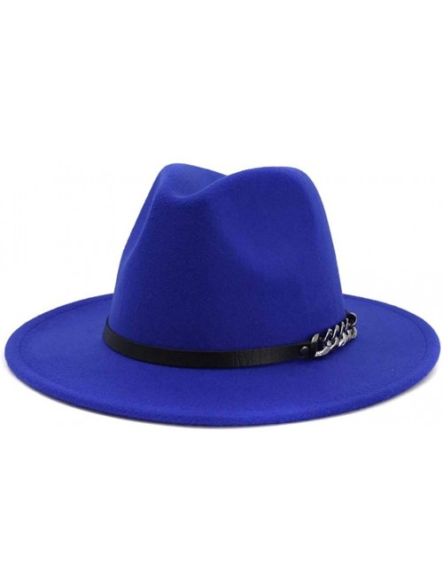 Fedoras Men & Women Belt Buckle Fedora Hat Wide Brim Floppy Panama Hat - A-royal Blue - CN18T798HNQ $21.10