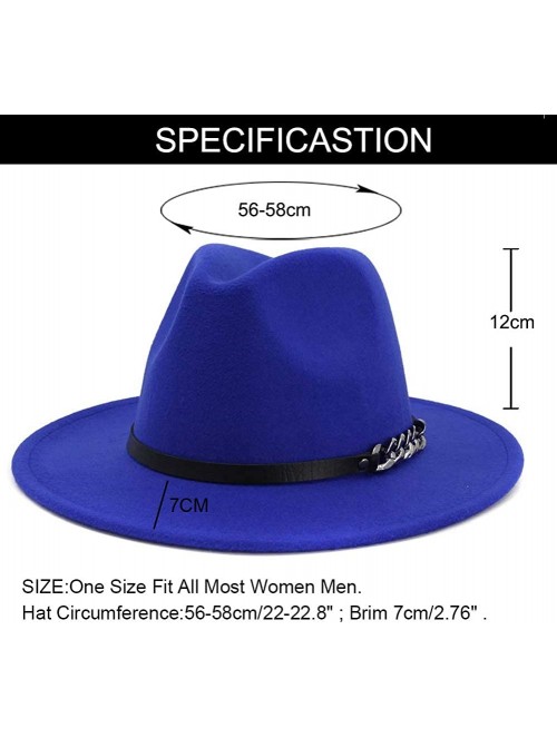 Fedoras Men & Women Belt Buckle Fedora Hat Wide Brim Floppy Panama Hat - A-royal Blue - CN18T798HNQ $21.10