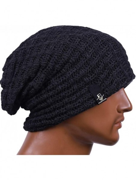 Skullies & Beanies Mens Slouchy Long Oversized Beanie Knit Cap for Summer Winter B08 - B101-dark Grey - CJ196ESN0Q4 $13.49