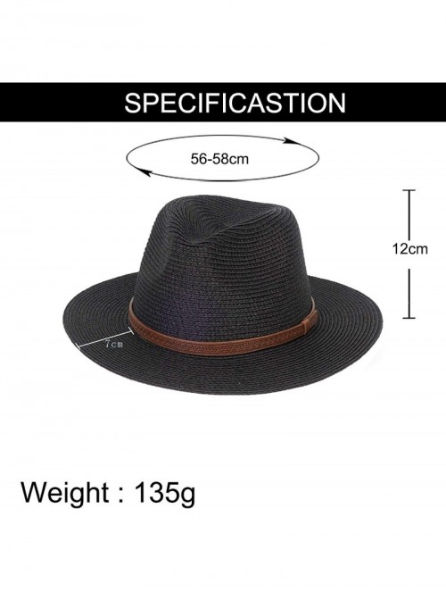 Sun Hats Womens Foldable Summer Straw Hat Beach Cap Fedora Sun Beach hat UPF50+ - Fashion Black - C018O75X4HA $23.09