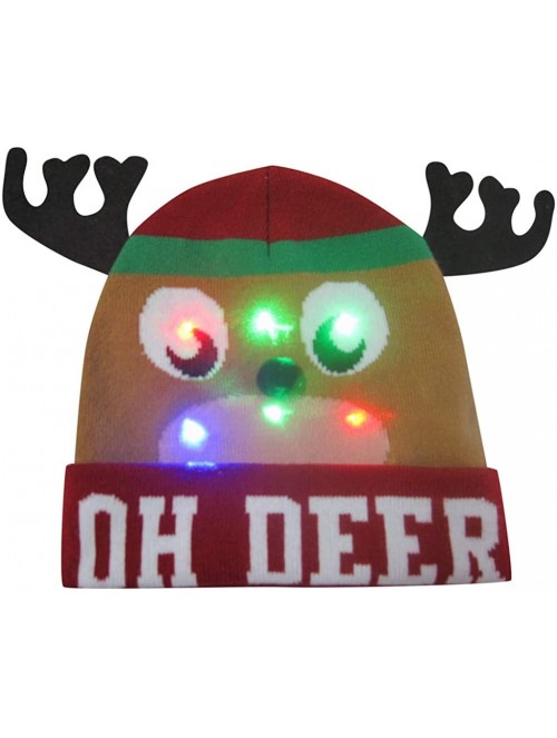 Bomber Hats LED Light-up Christmas Hat 6 Colorful Lights Beanie Cap Knitted Ugly Sweater Xmas Party - E - CO18ZMR89LN $20.77