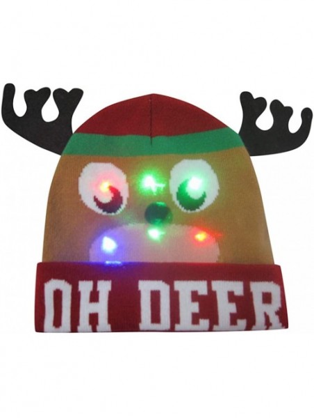 Bomber Hats LED Light-up Christmas Hat 6 Colorful Lights Beanie Cap Knitted Ugly Sweater Xmas Party - E - CO18ZMR89LN $20.77