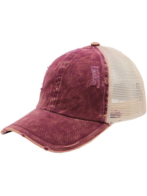 Baseball Caps Mesh - Emily Burgundy - C818YQIDSGR $27.70