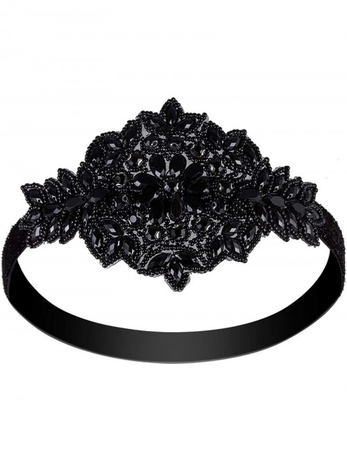 Headbands Black Silver Art Deco 1920s Flapper Headband Headpiece - Black - C312KVOKUZB $17.69