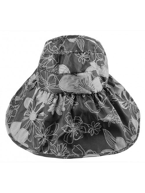 Sun Hats Women's UV Sun Protective Visor Summer Wide Brim Sun Hat Floppy Fold Beach Hat - Black Flower - CJ182090M4I $10.98