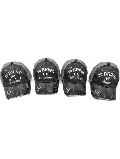 Baseball Caps Set of 4 Glitter I'll Bring The Alcohol Bail Money Bad Decisions Alibi Grey Trucker Cap - CV18GMDW98X $66.25