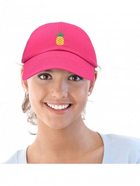 Baseball Caps Pineapple Hat Unstructured Cotton Baseball Cap - Hot Pink - C518ICGUN95 $15.66
