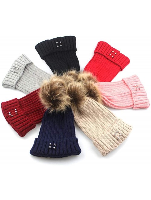 Skullies & Beanies Unisex Funny Winter Hat w/Fake Beard Detachable Beard Beanie Hand-Knit Hat - Pom Poms Nave - CF1935M8OLI $...