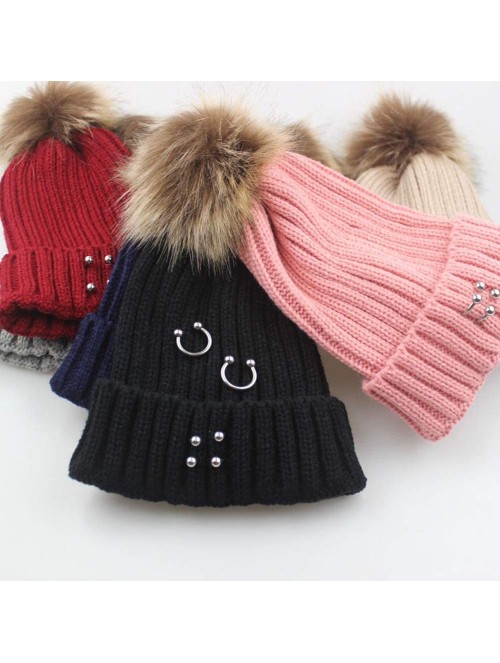 Skullies & Beanies Unisex Funny Winter Hat w/Fake Beard Detachable Beard Beanie Hand-Knit Hat - Pom Poms Nave - CF1935M8OLI $...