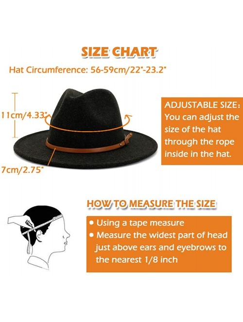 Fedoras Women Belt Buckle Wool Wide Brim Fedora Hat - Brown Belt Black - CX19323LAUW $24.23