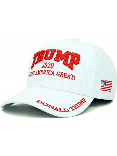 Baseball Caps Trump 2020 Keep America Great Embroidery Campaign Hat USA Baseball Cap - White - CQ18EK2NDHG $16.45