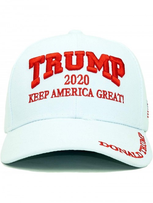 Baseball Caps Trump 2020 Keep America Great Embroidery Campaign Hat USA Baseball Cap - White - CQ18EK2NDHG $16.45