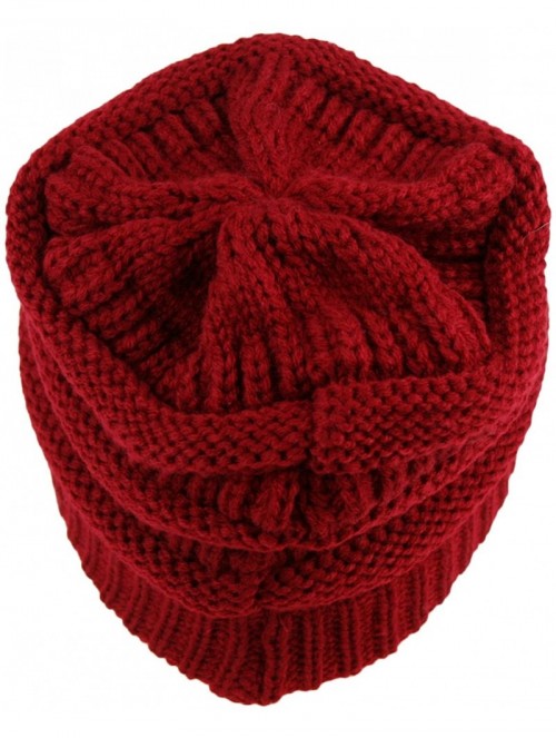 Skullies & Beanies Winter Warm Thick Cable Knit Slouchy Skull Beanie Cap Hat - Red - C7126RNDBXN $10.71