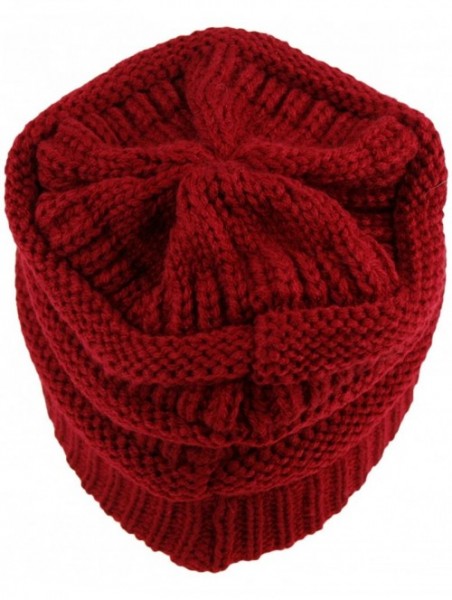 Skullies & Beanies Winter Warm Thick Cable Knit Slouchy Skull Beanie Cap Hat - Red - C7126RNDBXN $10.71