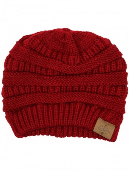 Skullies & Beanies Winter Warm Thick Cable Knit Slouchy Skull Beanie Cap Hat - Red - C7126RNDBXN $10.71