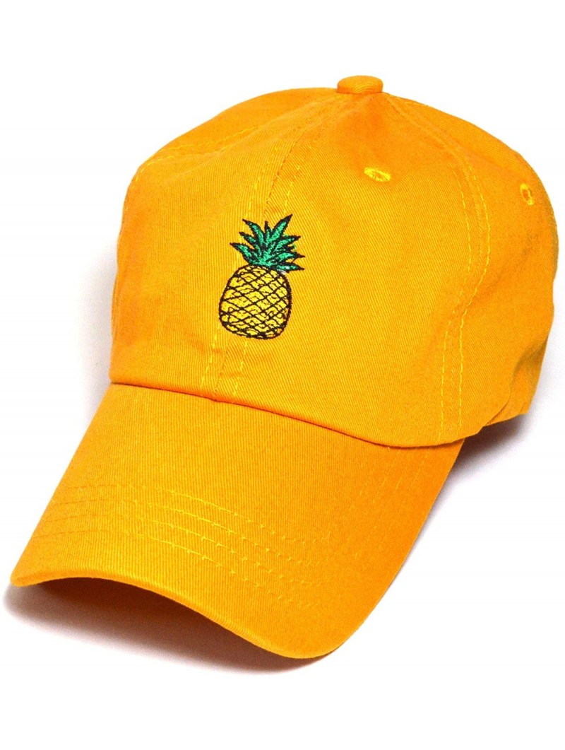 Baseball Caps Pineapple Hat Baseball Cap Polo Style Cotton Unconstructed Hats caps Multi Colors 2 - Mustard - CN1853SUWZM $13.42