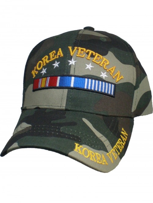 Baseball Caps Korea Veteran Stars & Ribbons Mens Cap [Woodland Camouflage - Adjustable] - CL187L8TZSY $20.85