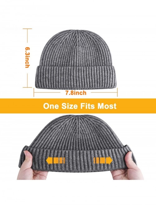 Skullies & Beanies 50% Wool Short Knit Fisherman Beanie for Men Women Winter Cuffed Hats - Beige - CQ18AA0G58W $11.22