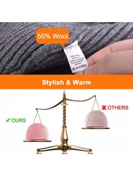 Skullies & Beanies 50% Wool Short Knit Fisherman Beanie for Men Women Winter Cuffed Hats - Beige - CQ18AA0G58W $11.22