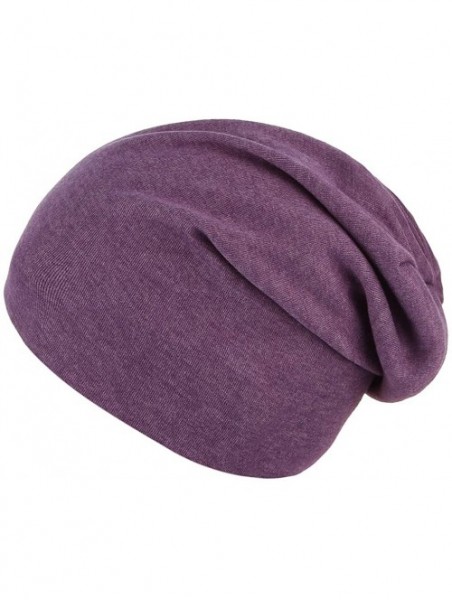 Skullies & Beanies Women Men Slouch Skull Cap Oversize Knit Beanie Hat Long Baggy Hip-hop Winter Summer Hat - Purple - C418QU...