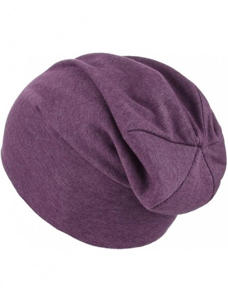 Skullies & Beanies Women Men Slouch Skull Cap Oversize Knit Beanie Hat Long Baggy Hip-hop Winter Summer Hat - Purple - C418QU...