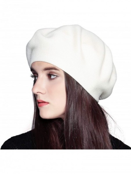 Berets Classic Winter Cashmere French Knitting - White 02 - CB18X4CHW7Q $19.78